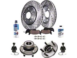 Vented Brake Rotor, Pad, Hub Assembly, Brake Fluid and Cleaner Kit; Front (06-11 V6 RWD Charger)