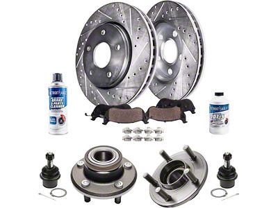 Vented Brake Rotor, Pad, Hub Assembly, Brake Fluid and Cleaner Kit; Front (06-11 V6 RWD Charger)