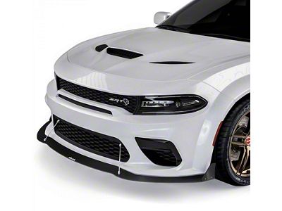 VR2 Front Bumper Lip Splitter; Gloss Carbon Fiber Vinyl (20-23 Charger Widebody)