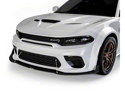 VR2 Front Bumper Lip Splitter; Satin Black Vinyl (20-23 Charger Widebody)