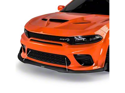 VR3 Front Bumper Lip Splitter; Gloss Carbon Fiber Vinyl (20-23 Charger Widebody)