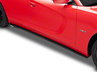 VZ3 Style Side Skirt Splitters; Gloss Carbon Fiber Vinyl (11-23 Charger, Excluding Widebody)