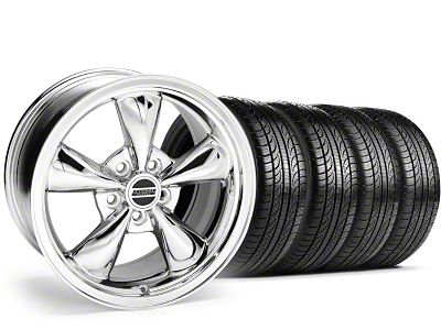 Staggered Bullitt Chrome Wheel & Pirelli Tire Kit; 19x8.5/10 (10-12 Mustang)