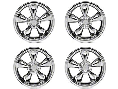 Staggered Deep Dish Bullitt Chrome 4-Wheel Kit; 20x8.5/10 (05-09 Mustang GT, V6)