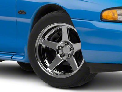 Staggered Deep Dish 2003 Cobra Style Chrome 4-Wheel Kit; 17x9/17x10.5; 25mm/27mm Offset (94-98 Mustang)