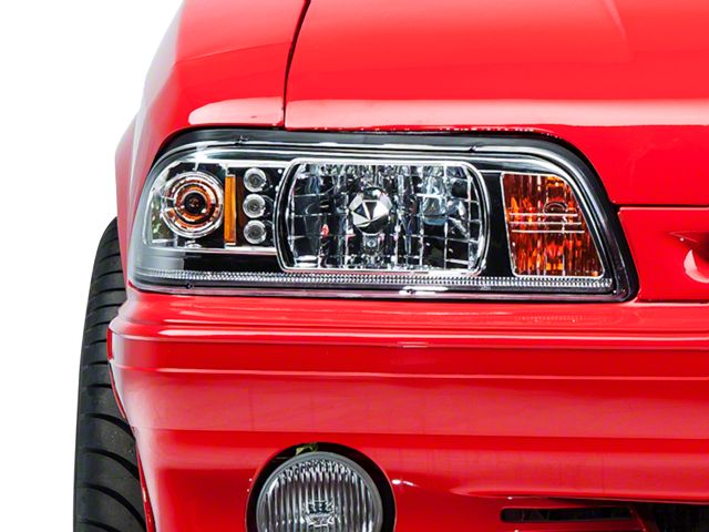 Crystal Headlights; Chrome Housing; Clear Lens (87-93 Mustang)