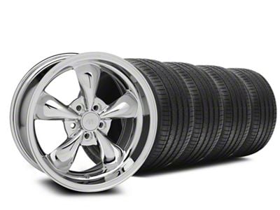 Staggered Bullitt Chrome Wheel and Sumitomo Maximum Performance HTR Z5 Tire Kit; 18x9/10 (05-10 Mustang GT; 05-14 Mustang V6)