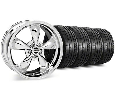 Staggered Deep Dish Bullitt Chrome Wheel and Mickey Thompson Tire Kit; 20-Inch (15-23 Mustang EcoBoost w/o Performance Pack, V6)