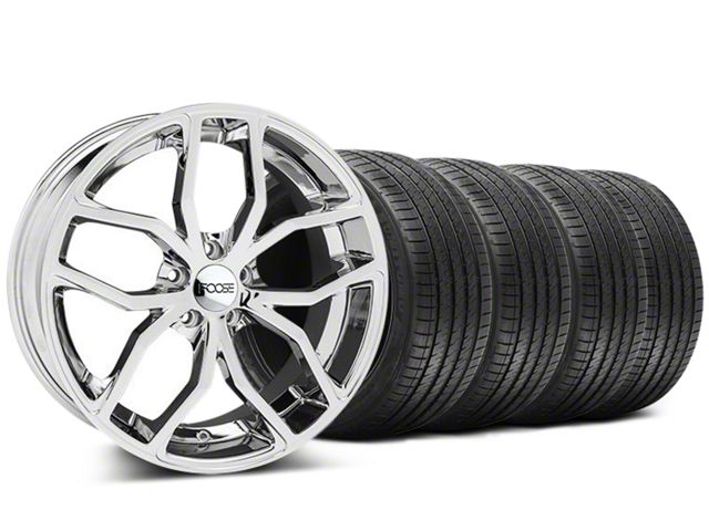 Staggered Foose Outcast Chrome Wheel and Sumitomo Maximum Performance HTR Z5 Tire Kit; 20x8.5/10 (05-14 Mustang)