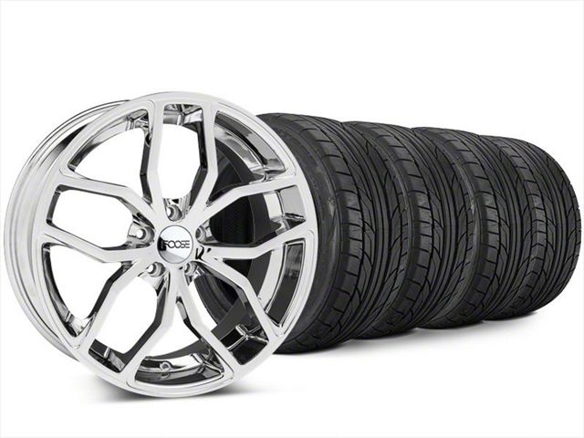 Foose Outcast Chrome Wheel and NITTO NT555 G2 Tire Kit; 20x8.5 (15-23 Mustang GT, EcoBoost, V6)