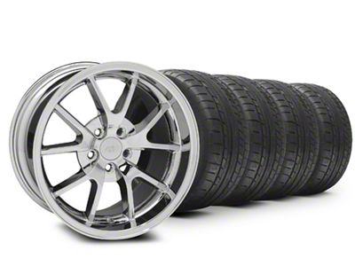 Staggered FR500 Style Chrome Wheel and Mickey Thompson Tire Kit; 18x9/10 (05-14 Mustang)