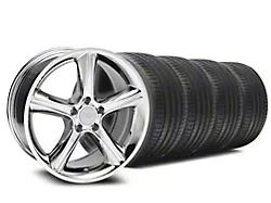 2010 GT Premium Style Chrome Wheel and Sumitomo Maximum Performance HTR Z5 Tire Kit; 18x9 (05-14 Mustang GT, V6)