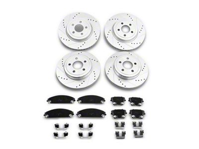 C&L Super Sport Brake Rotor and Pad Kit; Front and Rear (06-23 Charger AWD SE, AWD SXT, Daytona, GT & R/T w/ Dual Piston Front Calipers)