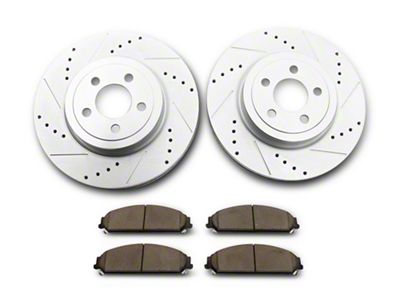 C&L Super Sport Brake Rotor and Pad Kit; Front (12-14 Charger Pursuit; 06-23 Charger AWD SE, AWD SXT, Daytona, Daytona R/T, GT & R/T w/ Dual Piston Front Calipers; 11-13 5.7L HEMI Charger SE)