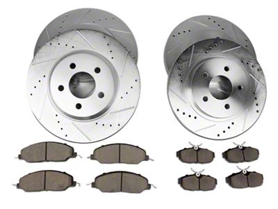 C&L Super Sport Brake Rotor and Pad Kit; Front and Rear (05-10 Mustang GT)