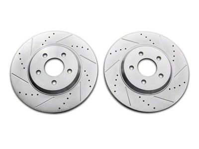 C&L Super Sport Cross-Drilled and Slotted Rotors; Front Pair (05-10 Mustang GT; 11-14 Mustang V6)