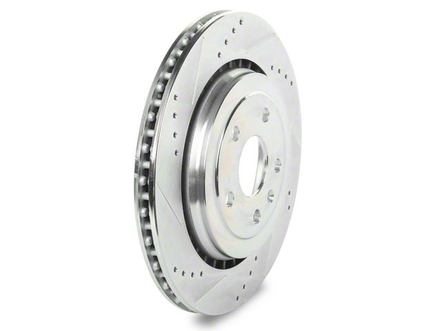 C&L Super Sport HD Cross-Drilled and Slotted Rotors; Rear Pair (16-24 Camaro SS)