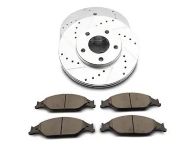 C&L Super Sport Brake Rotor and Pad Kit; Front (99-04 Mustang GT, V6)