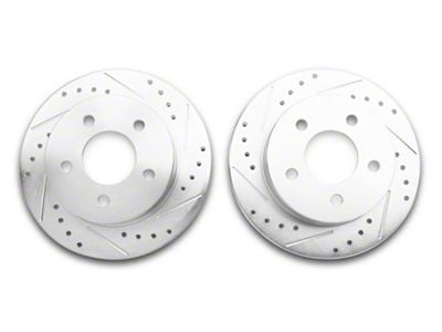 C&L Super Sport Cross-Drilled and Slotted Rotors; Rear Pair (94-04 Mustang GT, V6)