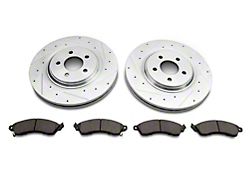 C&L Super Sport Cross-Drilled and Slotted Brake Rotor and Pad Kit; Front (94-04 Mustang Cobra, Bullitt, Mach 1)