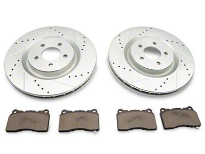 C&L Super Sport Cross-Drilled and Slotted Brake Rotor and Pad Kit; Front (11-14 Mustang GT w/ Performance Pack; 12-13 Mustang BOSS 302; 07-12 Mustang GT500)