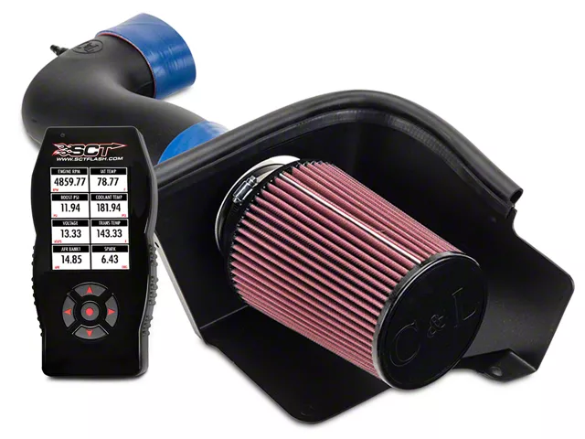 C&L Racer Cold Air Intake with 95mm MAF and BAMA X4/SF4 Power Flash Tuner (05-09 Mustang GT)