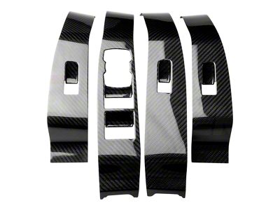 Cobra-Tek Interior Door Button Panel Covers; Carbon Fiber (21-24 Mustang Mach-E)
