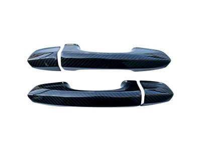 Cobra-Tek Door Handle Covers without Sensor Hole; Gloss Carbon Fiber (15-23 Mustang)