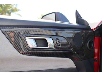 Cobra-Tek Door Speaker Panel and Lever Trim; Dry Carbon Fiber (24-25 Mustang)