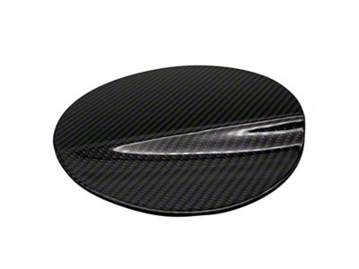 Cobra-Tek Gas Door Cover; Gloss Black Carbon Fiber (15-23 Mustang)