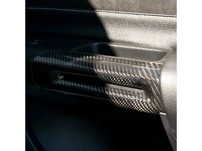 Cobra-Tek Interior Door Handle Covers; Gloss Black Carbon Fiber (15-23 Mustang)