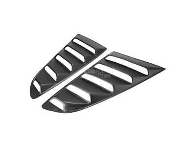 Cobra-Tek Quarter Window Louvers; Matte Black Carbon Fiber (15-23 Mustang Fastback)