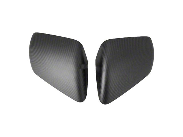 Cobra-Tek Side View Mirror Covers without Turn Signal Openings; Matte Black Carbon Fiber (15-23 Mustang)