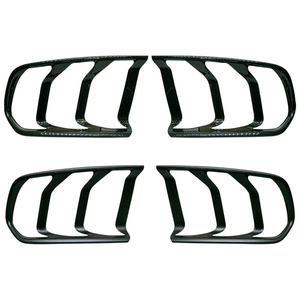 CheroCar Carbon Fiber Grain Tail Light Covers Trim For Ford Mustang 2018+ – Left & Right Set