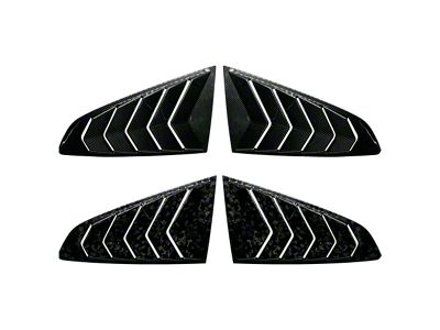 Cobra-Tek Type B Quarter Window Louvers; Gloss Black Carbon Fiber (15-23 Mustang Fastback)
