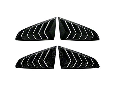 Cobra-Tek Type B Quarter Window Louvers; Gloss Black Carbon Fiber (15-23 Mustang Fastback)