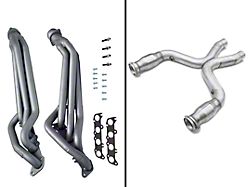 BBK 1-7/8-Inch Long Tube Headers with Catted X-Pipe; Titanium Ceramic (11-14 Mustang GT)