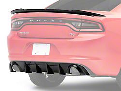SXT Style Rear Diffuser and Hellcat Style Rear Spoiler; Gloss Black (15-18 Charger R/T; 15-23 Charger SE, SXT w/ Round Exhaust Tips)