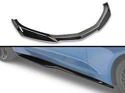 ZL1 Style Front Chin Splitter Lip and Side Skirts; Gloss Black (19-24 Camaro LT w/ RS Package, SS, Excluding ZL1)