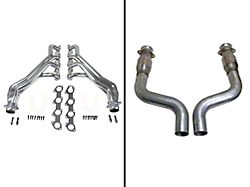 BBK 1-3/4-Inch Long Tube Headers with Shorty Catted Mid-Pipe; Polished Silver Ceramic (09-23 5.7L HEMI Challenger)