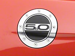 Competition Series Fuel Door with 5.0 Logo; Silver and Black (15-23 Mustang)