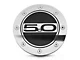 Drake Muscle Cars Competition Series Fuel Door with 5.0 Logo; Silver and Black (15-23 Mustang)