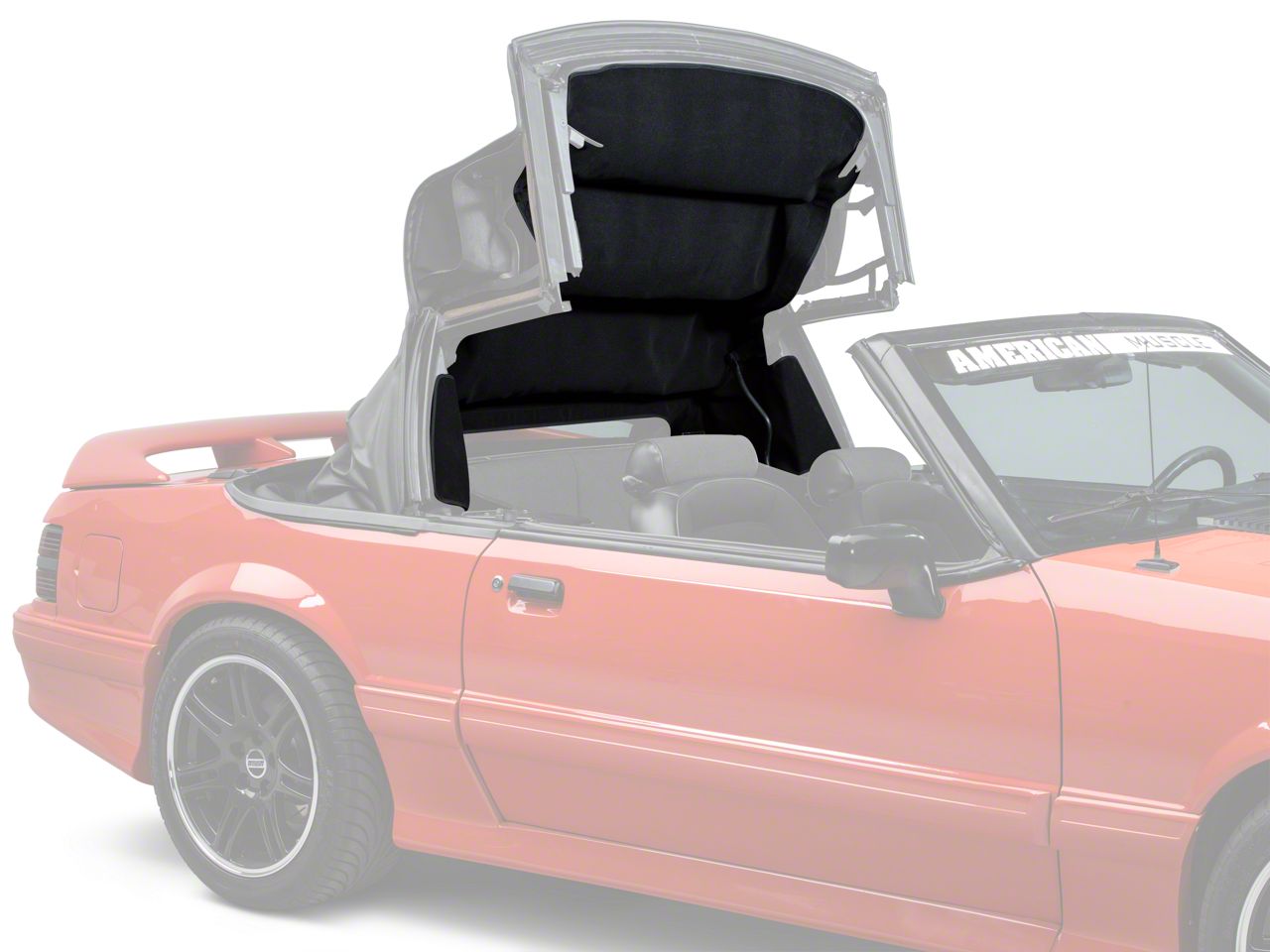 thumbnail image 2 of Black Convertible Soft Top With Clear Plastic Window – Direct Replacement For Ford Mustang 1983-1993 (PVC, MUS51511) 2 of 3
