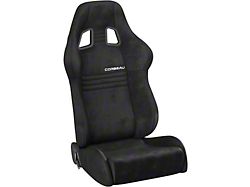 Corbeau A4 Racing Seats with Double Locking Seat Brackets; Black Suede (10-14 Mustang)