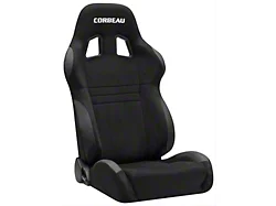 Corbeau A4 Racing Seats with Double Locking Seat Brackets; Black Suede (10-14 Mustang)
