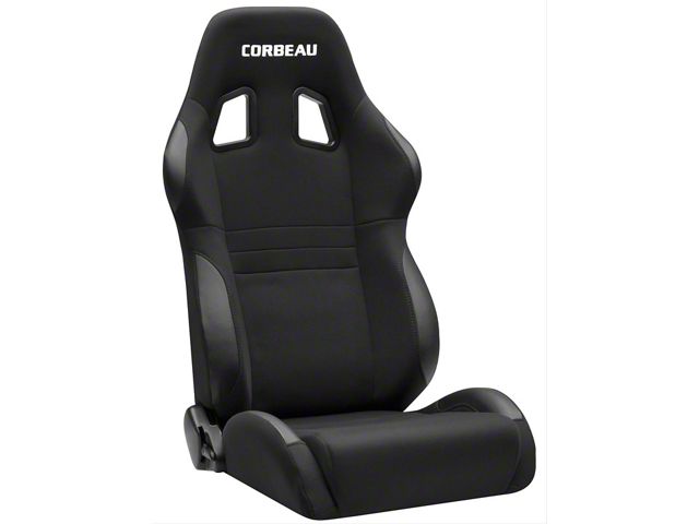 Corbeau A4 Wide Racing Seats with Double Locking Seat Brackets; Black Cloth (10-14 Mustang)