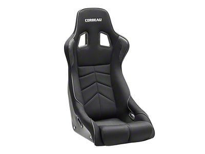 Corbeau DFX Performance Seats with Double Locking Seat Brackets; Black Vinyl/Cloth/Black Piping (10-14 Mustang)