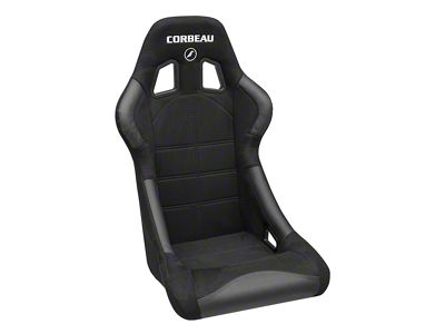 Corbeau Forza Racing Seats with Double Locking Seat Brackets; Black Suede (10-14 Mustang)