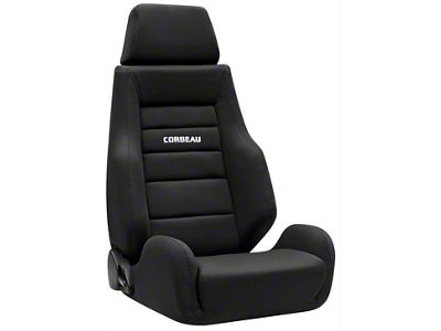 Corbeau GTS II Reclining Seats with Double Locking Seat Brackets; Black Cloth (10-14 Mustang)