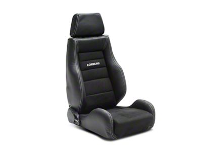 Corbeau GTS II Reclining Seats with Double Locking Seat Brackets; Black Leather/Suede (10-14 Mustang)